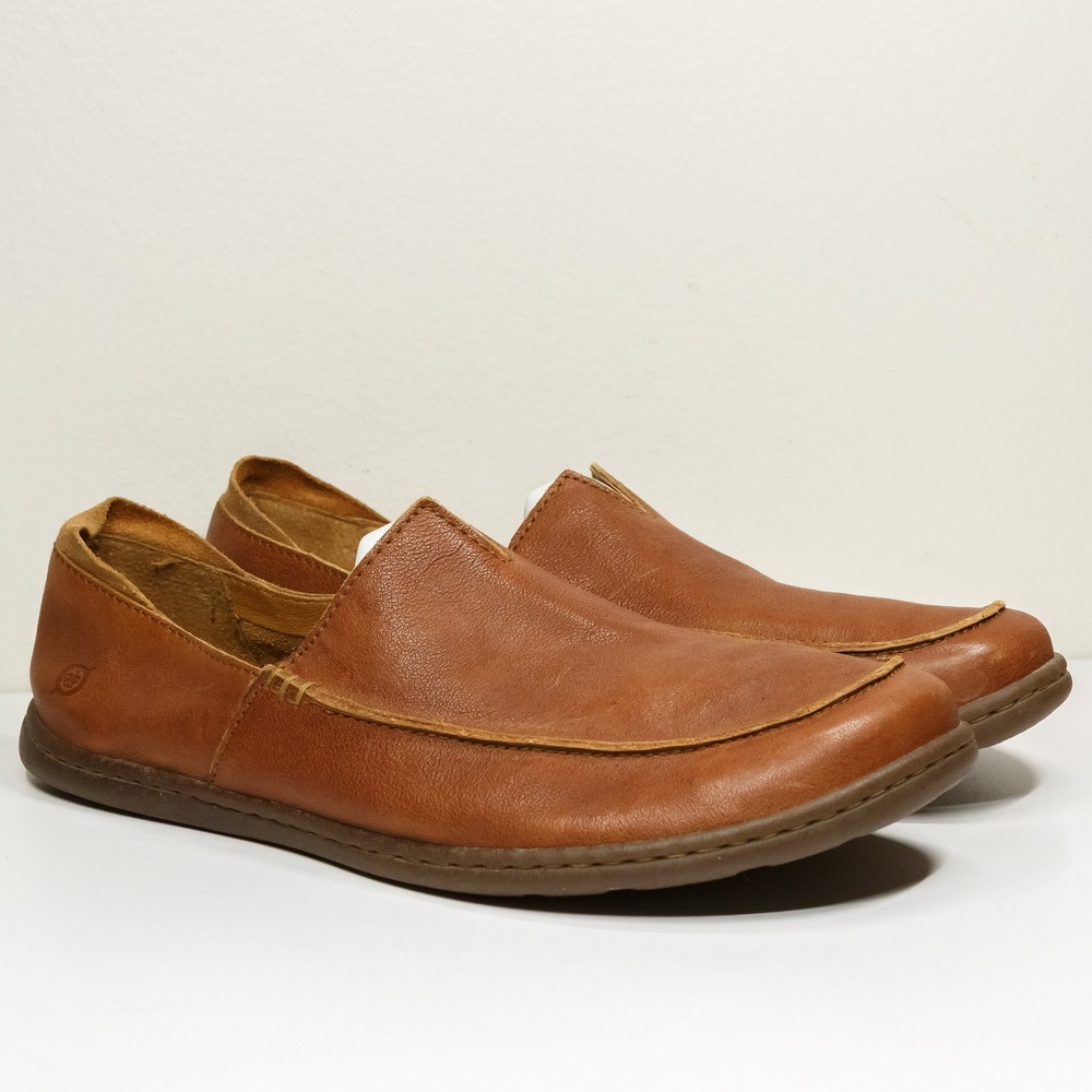 BORN Moc Toe Casual Loafers Cognac Leather‎ Slip On Shoes Mens 12